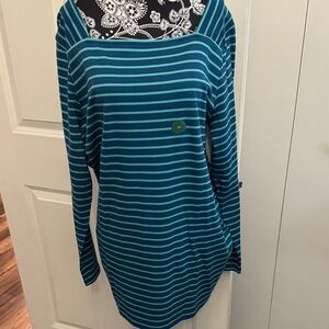 L.L. Bean Teal and Blue Striped Shirt